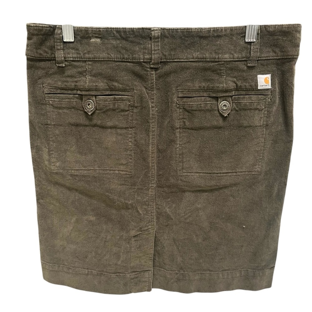 Carhartt Corduroy Skirt Size 8 Olive Green Knee Length Fall Pockets Academia - Picture 3 of 10